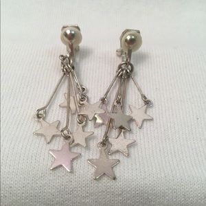 Star drop clip earrings
